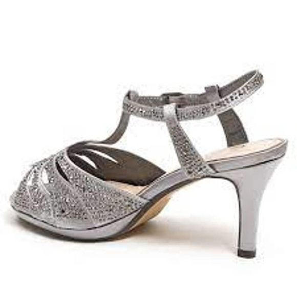 Lady Couture women\'s Glitter Ankle Strap Stiletto Sandal, Pewter EU38 main image 0